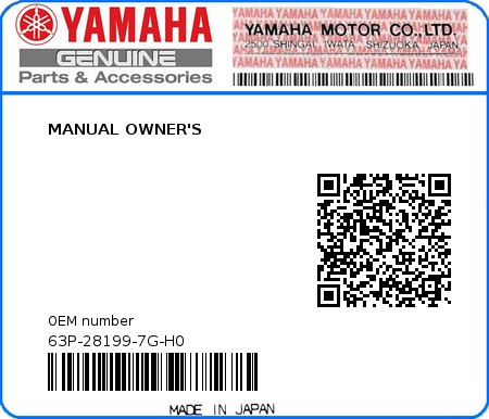 Product image: Yamaha - 63P-28199-7G-H0 - MANUAL OWNER'S 