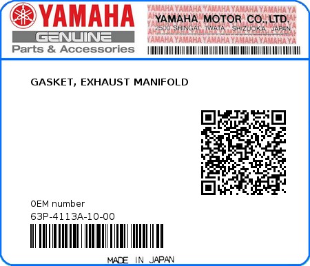 Product image: Yamaha - 63P-4113A-10-00 - GASKET, EXHAUST MANIFOLD  0