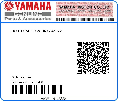 Product image: Yamaha - 63P-42710-18-D0 - BOTTOM COWLING ASSY  0