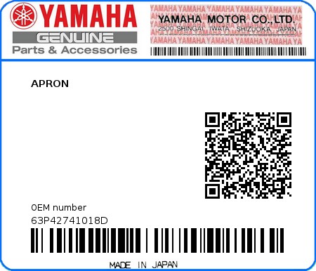 Product image: Yamaha - 63P42741018D - APRON  0