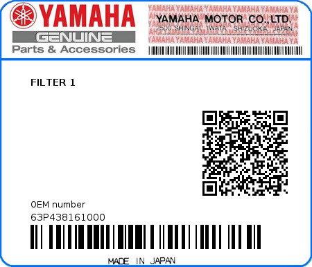 Product image: Yamaha - 63P438161000 - FILTER 1  0