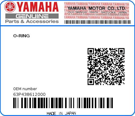 Product image: Yamaha - 63P438612000 - O-RING 