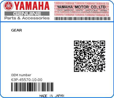 Product image: Yamaha - 63P-45570-10-00 - GEAR 