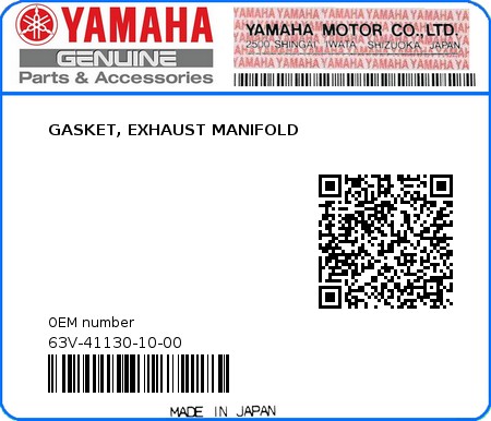 Product image: Yamaha - 63V-41130-10-00 - GASKET, EXHAUST MANIFOLD 