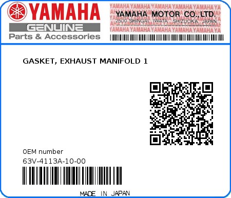 Product image: Yamaha - 63V-4113A-10-00 - GASKET, EXHAUST MANIFOLD 1 