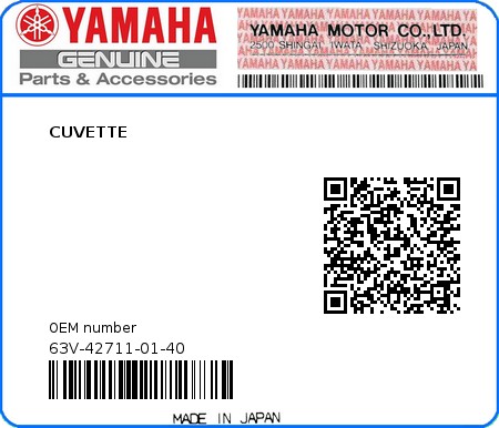 Product image: Yamaha - 63V-42711-01-40 - CUVETTE 