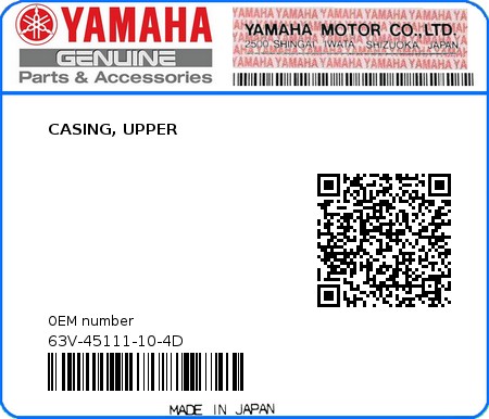 Product image: Yamaha - 63V-45111-10-4D - CASING, UPPER  0