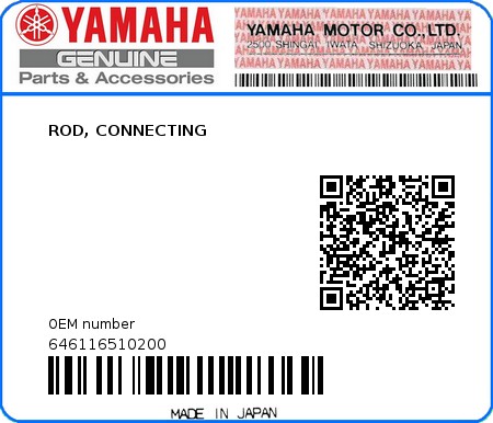 Product image: Yamaha - 646116510200 - ROD, CONNECTING  0