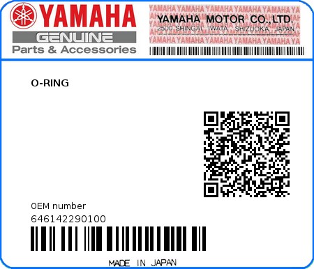 Product image: Yamaha - 646142290100 - O-RING 