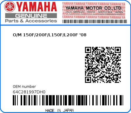 Product image: Yamaha - 64C281997DH0 - O/M 150F/200F/L150F/L200F '08 