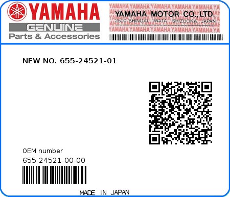 Product image: Yamaha - 655-24521-00-00 - NEW NO. 655-24521-01 