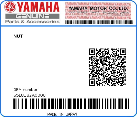 Product image: Yamaha - 65L8182A0000 - NUT 