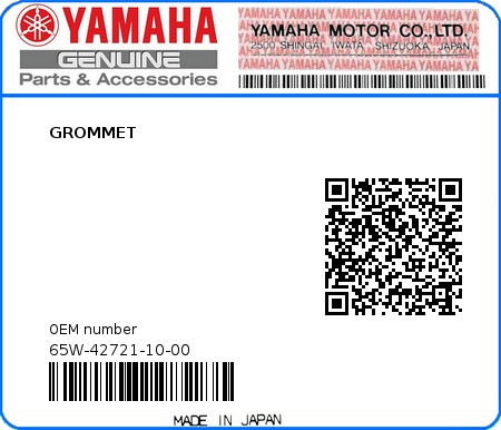 Product image: Yamaha - 65W-42721-10-00 - GROMMET  0