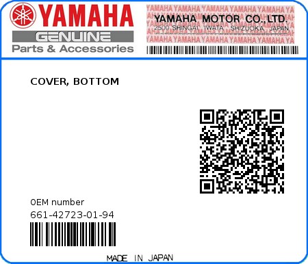 Product image: Yamaha - 661-42723-01-94 - COVER, BOTTOM  0