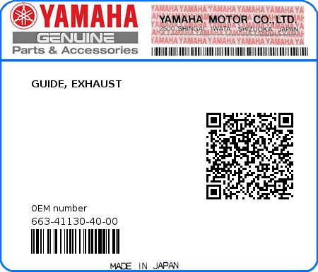 Product image: Yamaha - 663-41130-40-00 - GUIDE, EXHAUST  0