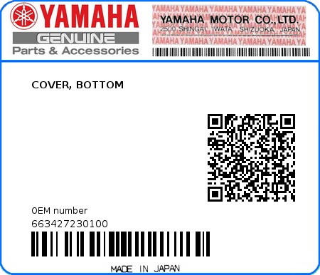 Product image: Yamaha - 663427230100 - COVER, BOTTOM  0