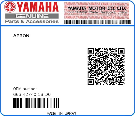 Product image: Yamaha - 663-42740-18-D0 - APRON 