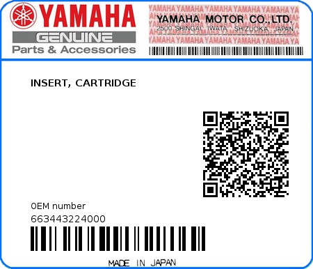 Product image: Yamaha - 663443224000 - INSERT, CARTRIDGE 