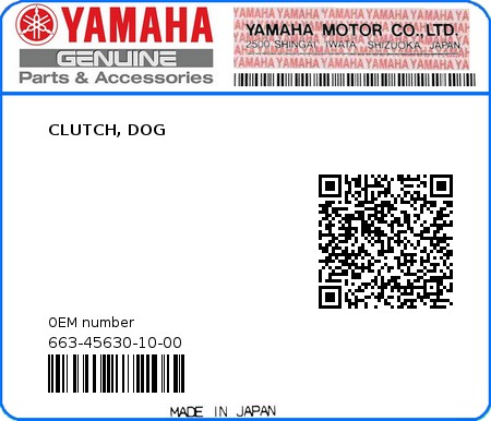 Product image: Yamaha - 663-45630-10-00 - CLUTCH, DOG 