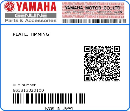 Product image: Yamaha - 663813320100 - PLATE, TIMMING  0