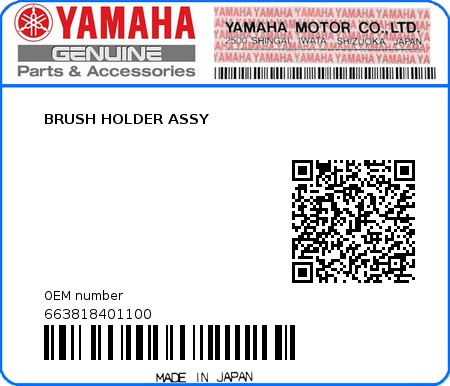 Product image: Yamaha - 663818401100 - BRUSH HOLDER ASSY 