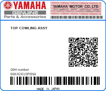 Product image: Yamaha - 66K42610P0NA - TOP COWLING ASSY 