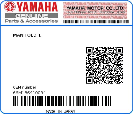 Product image: Yamaha - 66M136410094 - MANIFOLD 1 