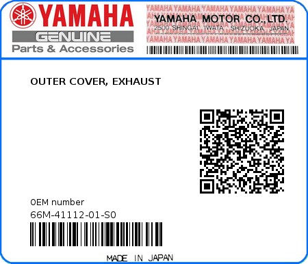 Product image: Yamaha - 66M-41112-01-S0 - OUTER COVER, EXHAUST  0