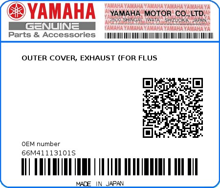 Product image: Yamaha - 66M41113101S - OUTER COVER, EXHAUST (FOR FLUS  0