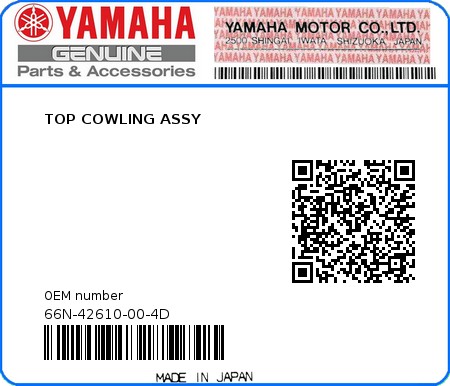 Product image: Yamaha - 66N-42610-00-4D - TOP COWLING ASSY 