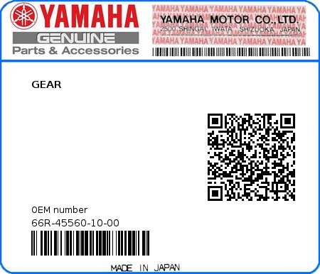 Product image: Yamaha - 66R-45560-10-00 - GEAR 