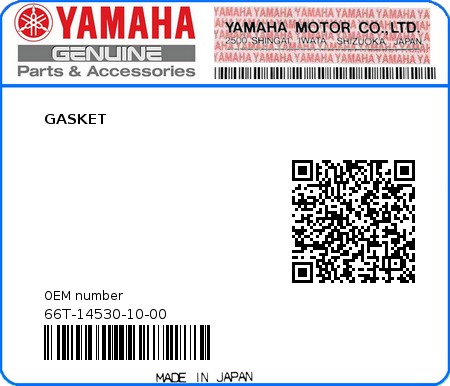 Product image: Yamaha - 66T-14530-10-00 - GASKET 