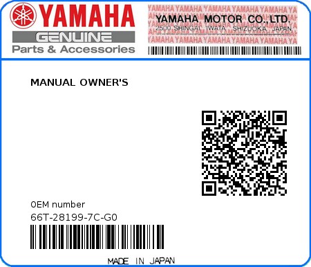 Product image: Yamaha - 66T-28199-7C-G0 - MANUAL OWNER'S 