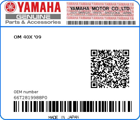 Product image: Yamaha - 66T2819988P0 - OM 40X '09  0