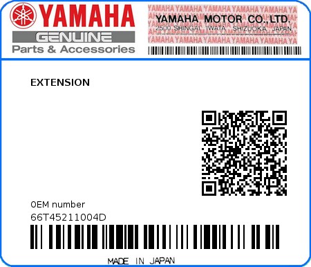 Product image: Yamaha - 66T45211004D - EXTENSION 