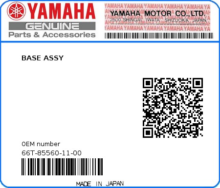 Product image: Yamaha - 66T-85560-11-00 - BASE ASSY  0