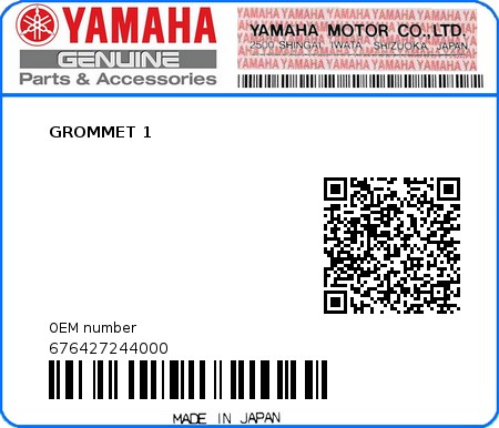 Product image: Yamaha - 676427244000 - GROMMET 1 