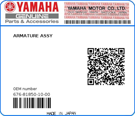 Product image: Yamaha - 676-81850-10-00 - ARMATURE ASSY  0