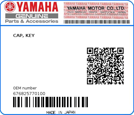 Product image: Yamaha - 676825770100 - CAP, KEY 