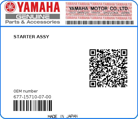 Product image: Yamaha - 677-15710-07-00 - STARTER ASSY  0