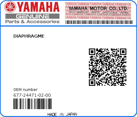 Product image: Yamaha - 677-24471-02-00 - DIAPHRAGME 