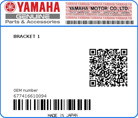 Product image: Yamaha - 677416610094 - BRACKET 1  0