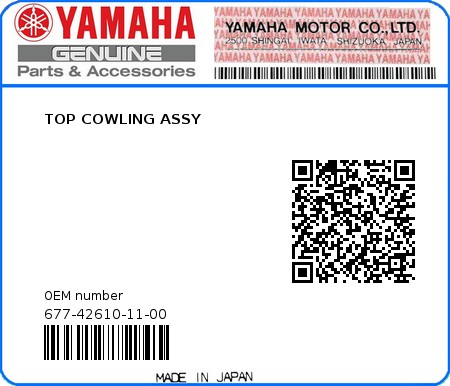 Product image: Yamaha - 677-42610-11-00 - TOP COWLING ASSY 