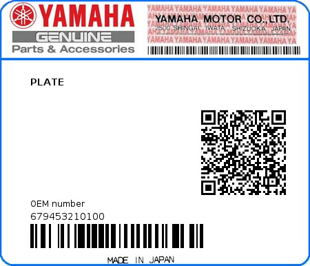 Product image: Yamaha - 679453210100 - PLATE  0