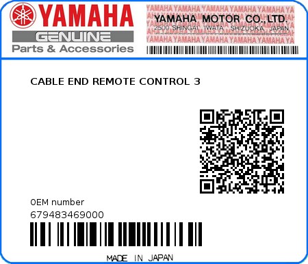 Product image: Yamaha - 679483469000 - CABLE END REMOTE CONTROL 3 