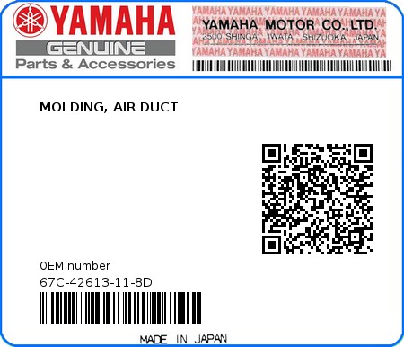 Product image: Yamaha - 67C-42613-11-8D - MOLDING, AIR DUCT 