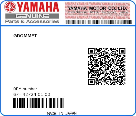 Product image: Yamaha - 67F-42724-01-00 - GROMMET 