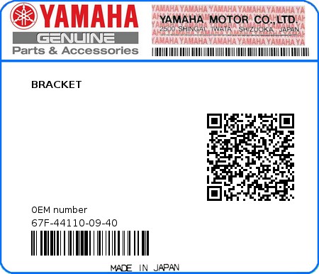 Product image: Yamaha - 67F-44110-09-40 - BRACKET 