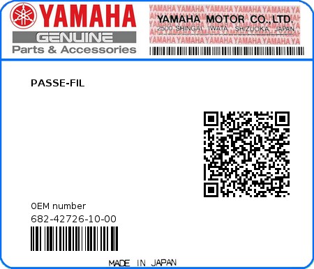 Product image: Yamaha - 682-42726-10-00 - PASSE-FIL 