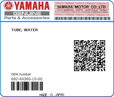 Product image: Yamaha - 682-44360-10-00 - TUBE, WATER  0